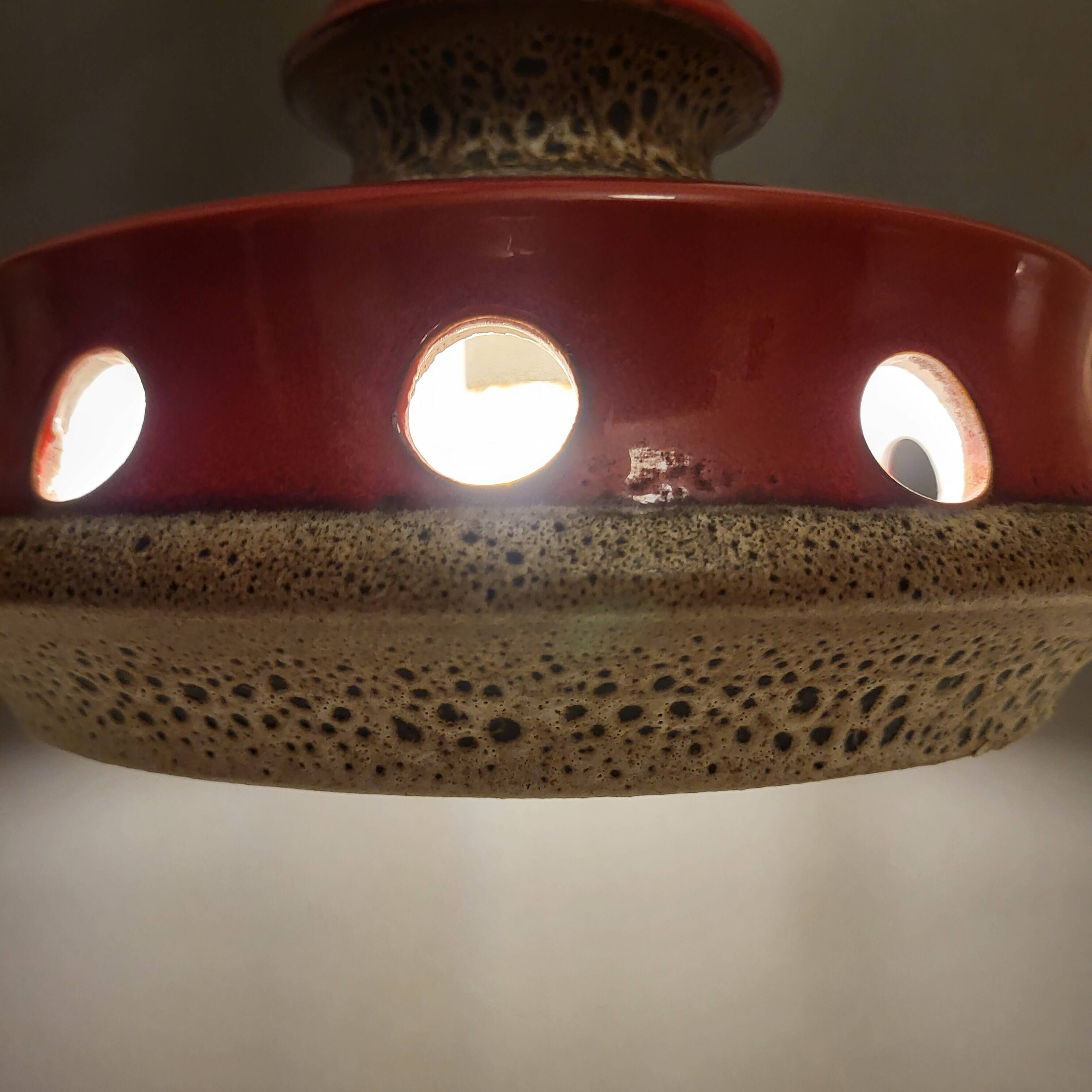 Vintage suspension in glazed ceramic fat lava, space age, West Germany 19