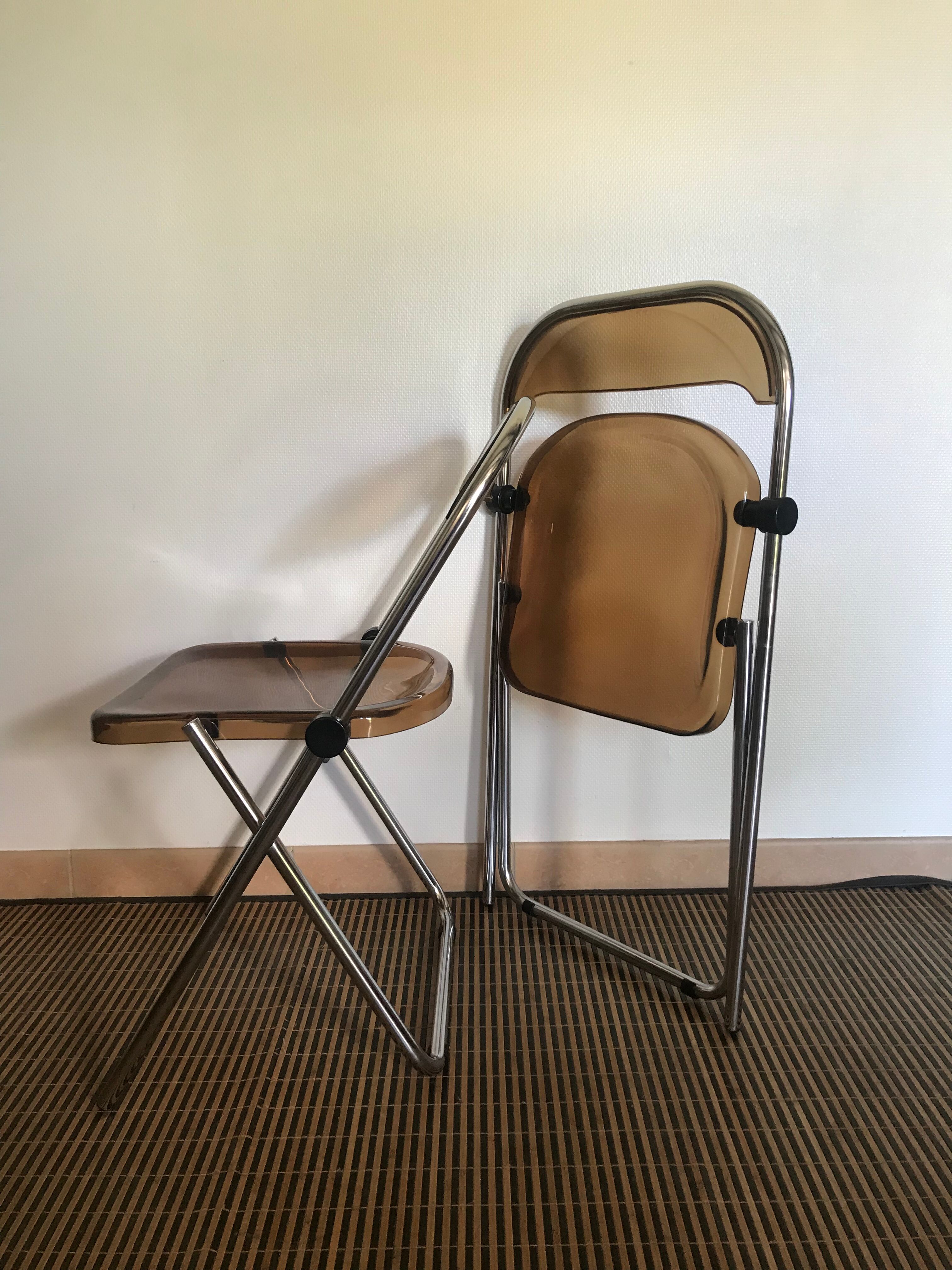 Vintage folding chairs smoked Plexiglas