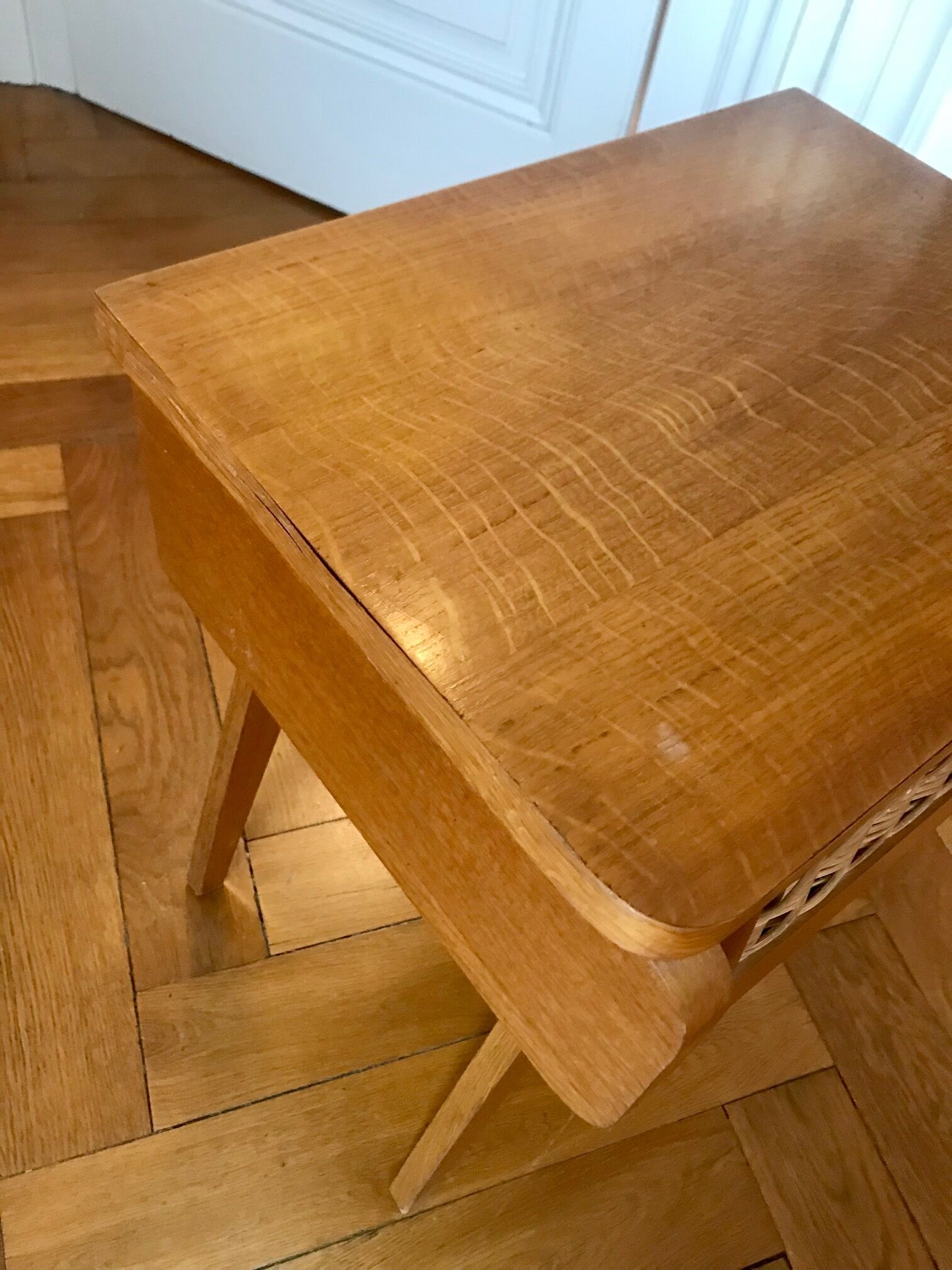 Bedside wood and rattan