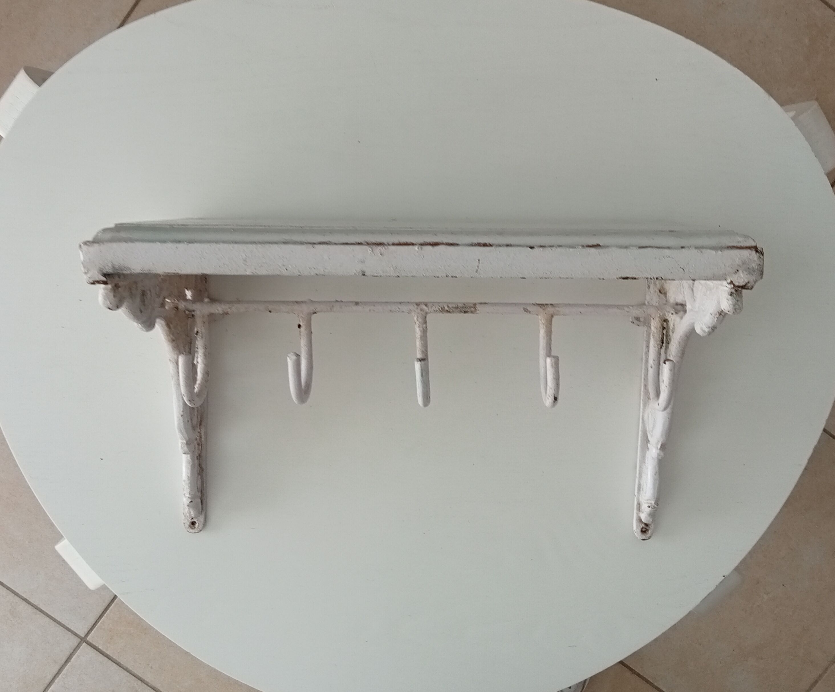 Old coat rack in cast iron and wood, 20s/30s