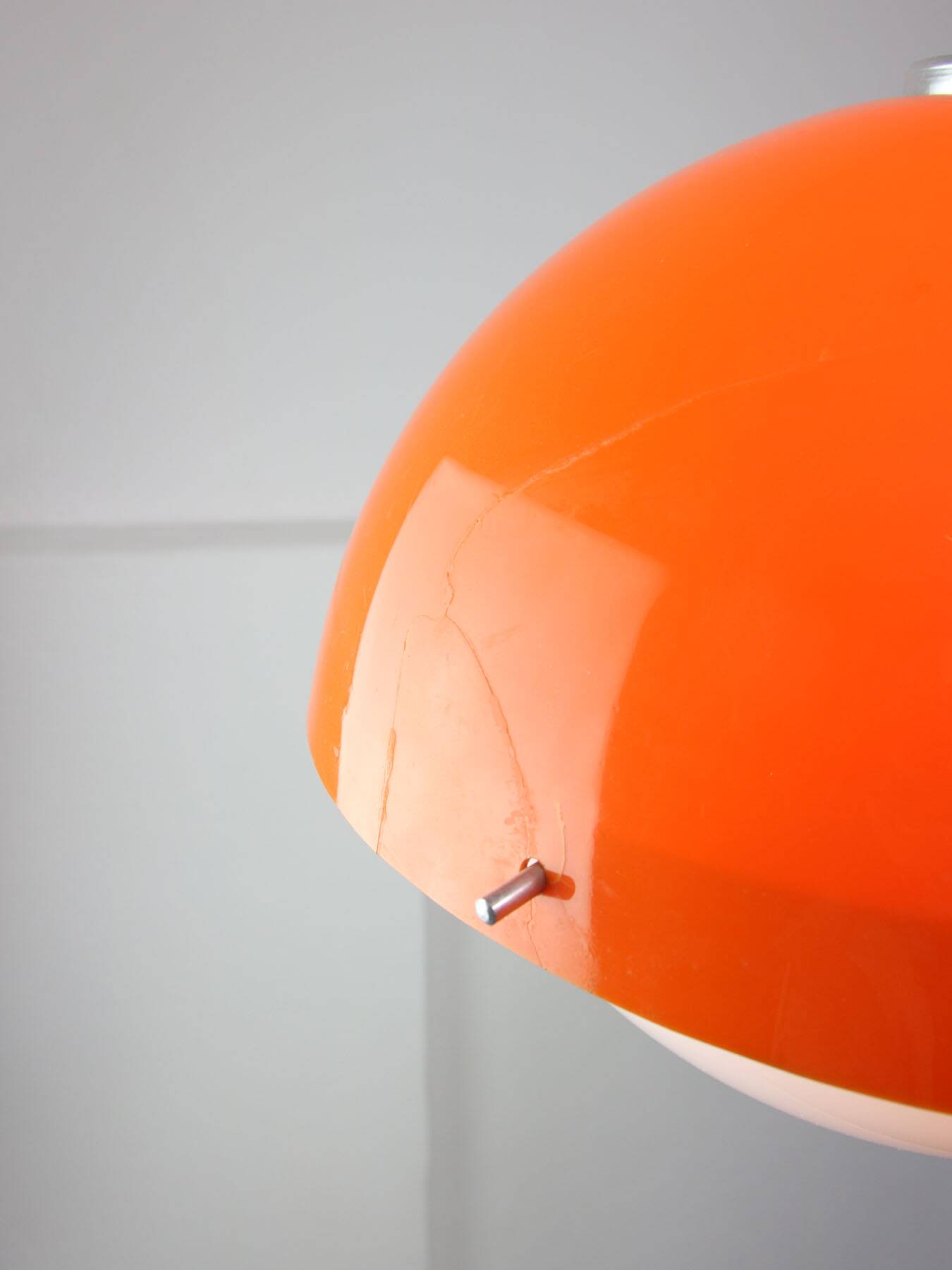 Space Age Italian Orange Plexiglass Pendant Lamp, 1970s