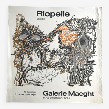 Jean-paul riopelle : affiche originale en lithographie galerie maeght, 1980
