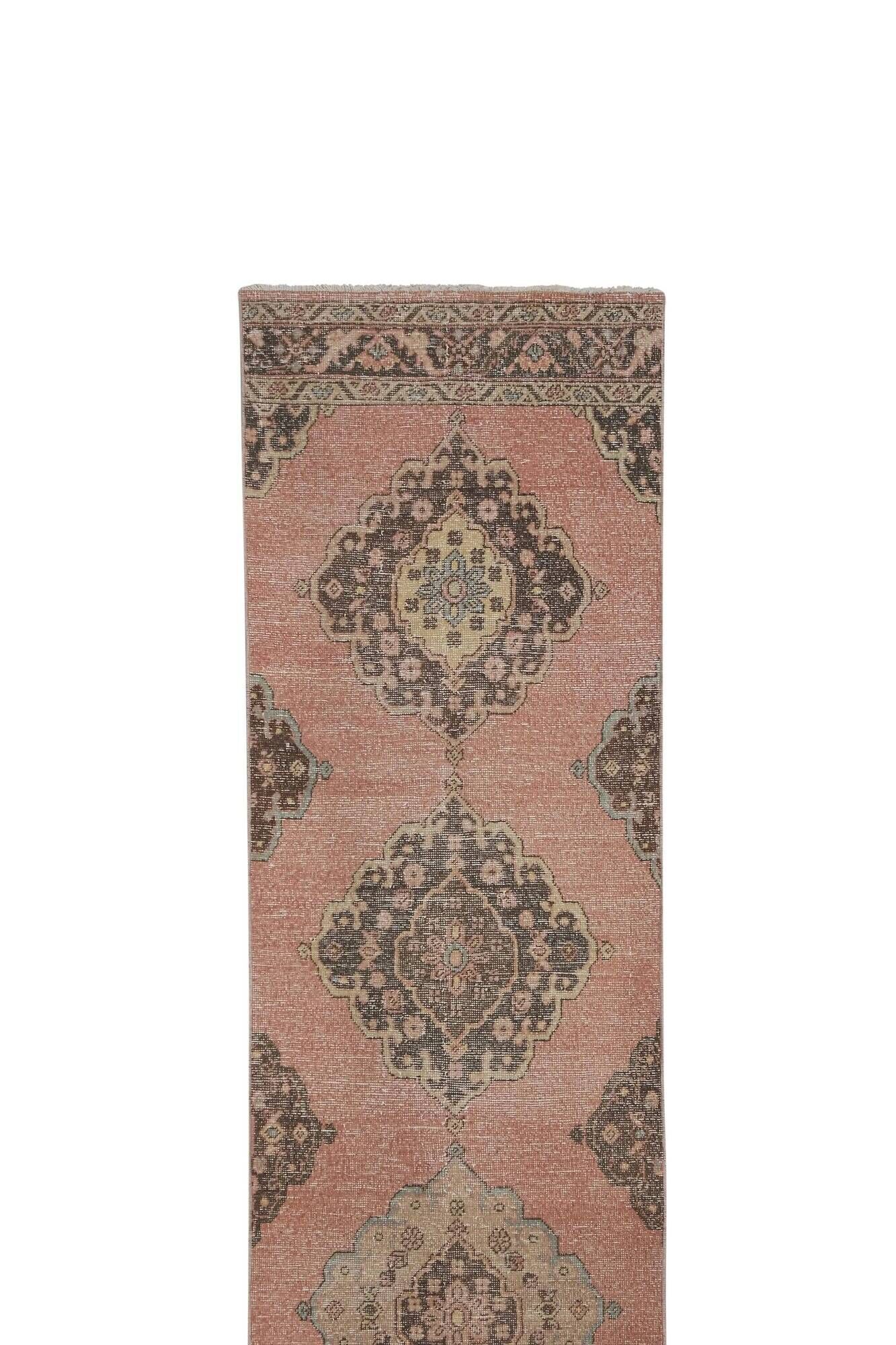 Vintage Turkish hallway rug 85x754 cm