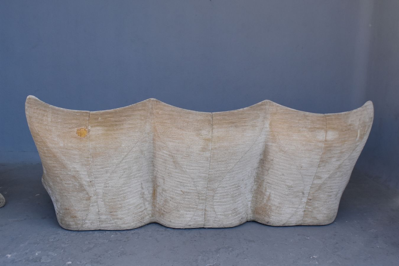 Salon baquet en velours beige vintage années 70