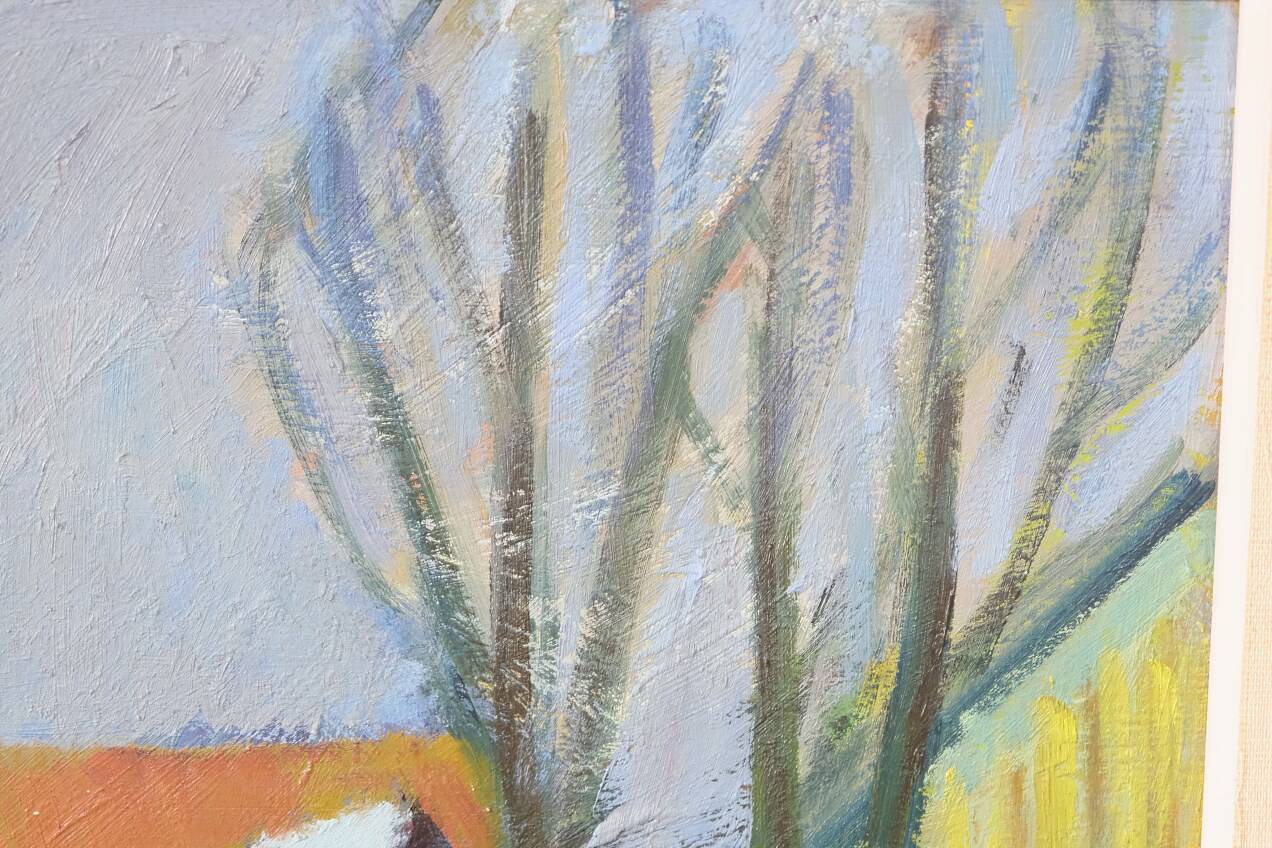 Tage Nilsson, Paysage moderne suédois, années 1960, Huile sur panneau, Encadré