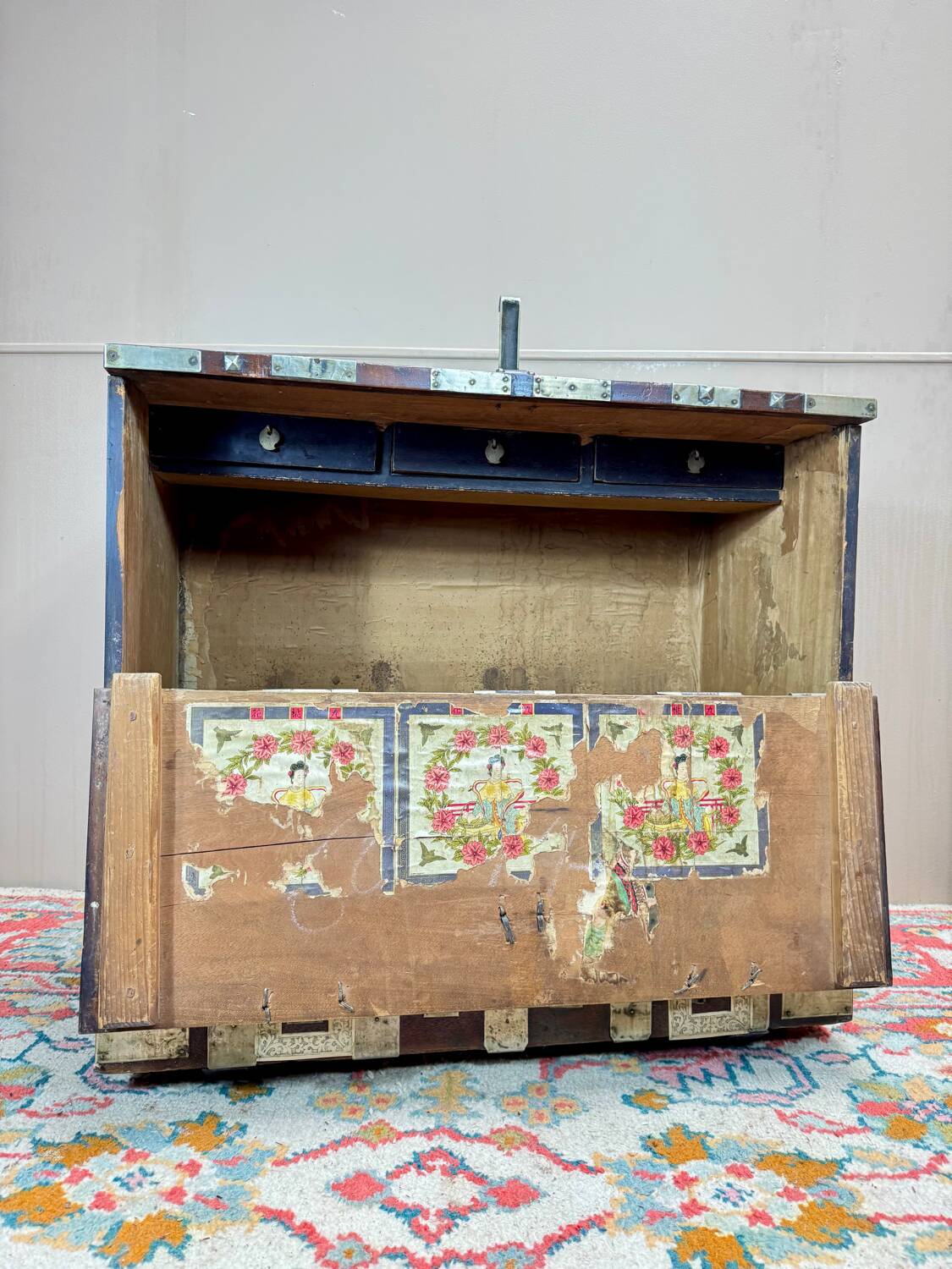 19th Century Korean Wooden and Brass Storage Chest