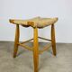 Bull stool straw and wood, Swiss design, 1950s