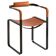 Armchair, smoked black steel and natural tobacco saddle leather Contemporary design