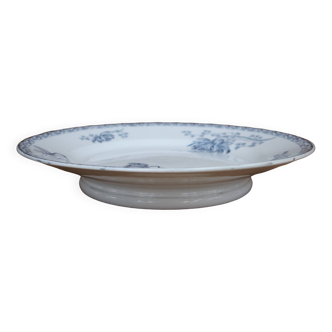Assiette sur pied Royat Sarreguemines décor bleu
