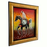 Painting signed A. ZENATI (Abderrahmane, 1943) – Oil on wood panel – Cavalier Fantasia