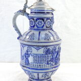 Large pitcher with gres Blue Ceramic ALLEMENAND WESTERWALD Meal scene