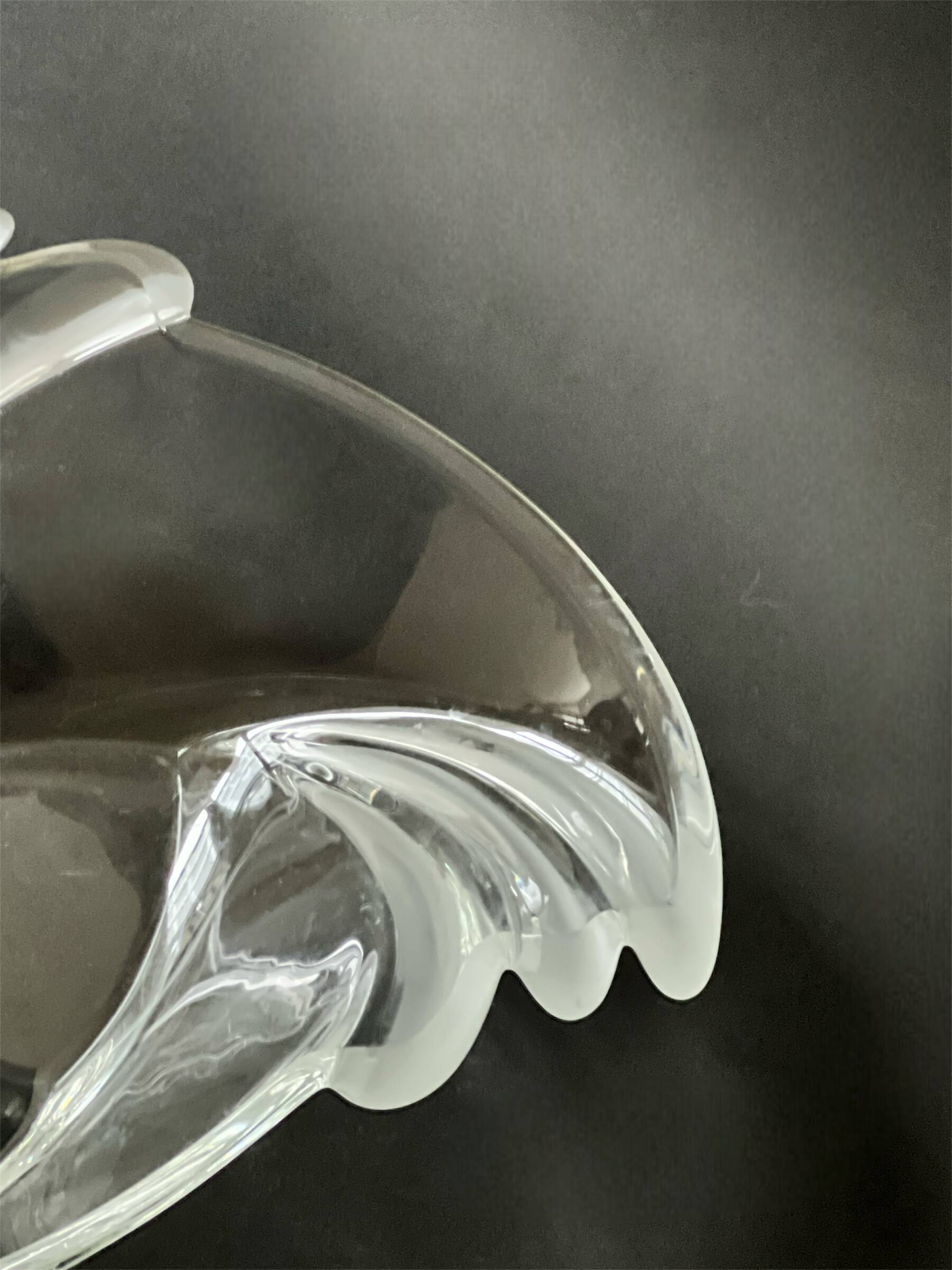 Large Art Deco crystal glass basket or catchall