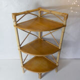 Vintage rattan corner shelf