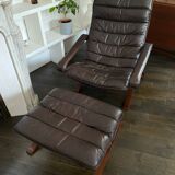 armchair & “flex” model ottoman by Ingmar Relling dark brown - 70s