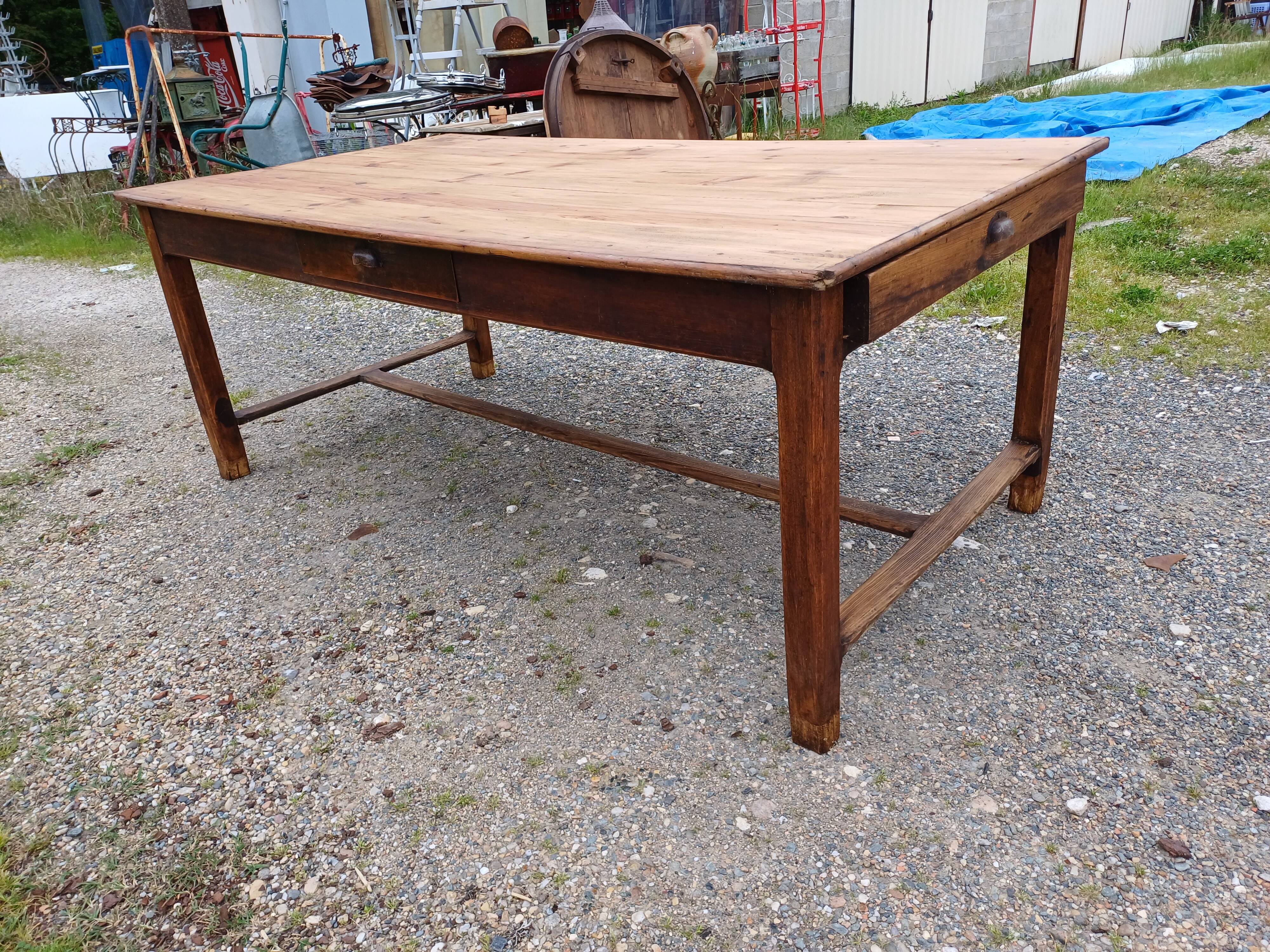 Country Pine Farmhouse Table, 4 Drawers.