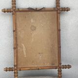 Ancien miroir cadre en bois de Merisier style bambou Cherrywood Mirror Bamboo