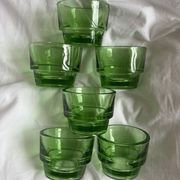 Lot of 6 vintage green glass egg cups from the 1970s.