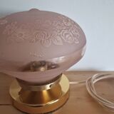 Pink Deveau glassware in touch lamp