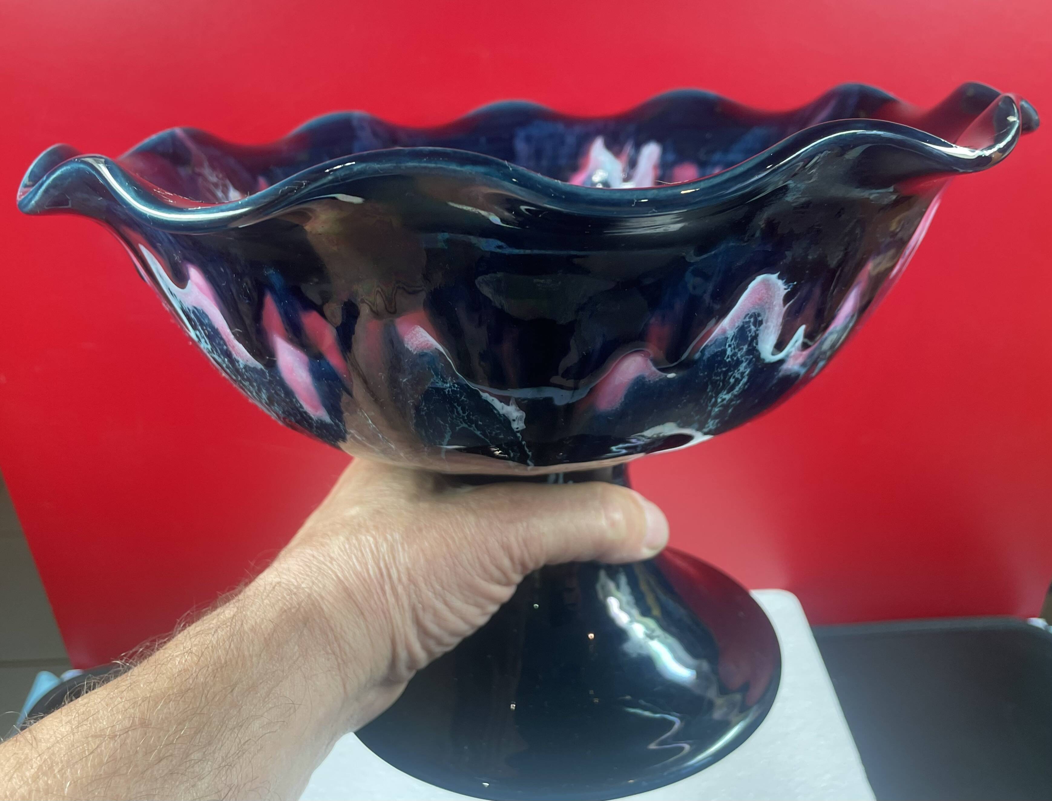Large shower stand bowl with wave-shaped edges Vallauris 1970