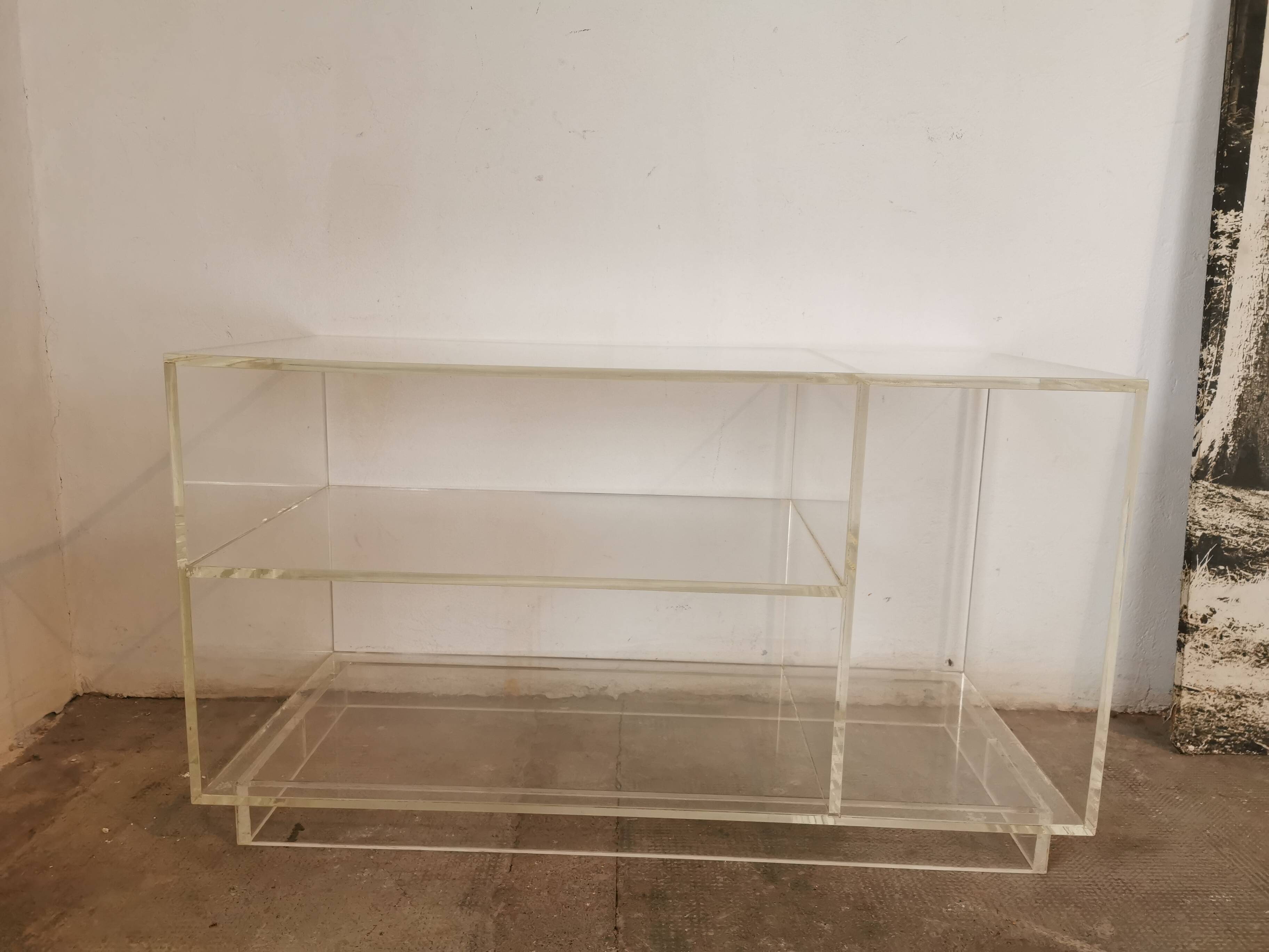 80s plexiglass hi-fi furniture shelf
