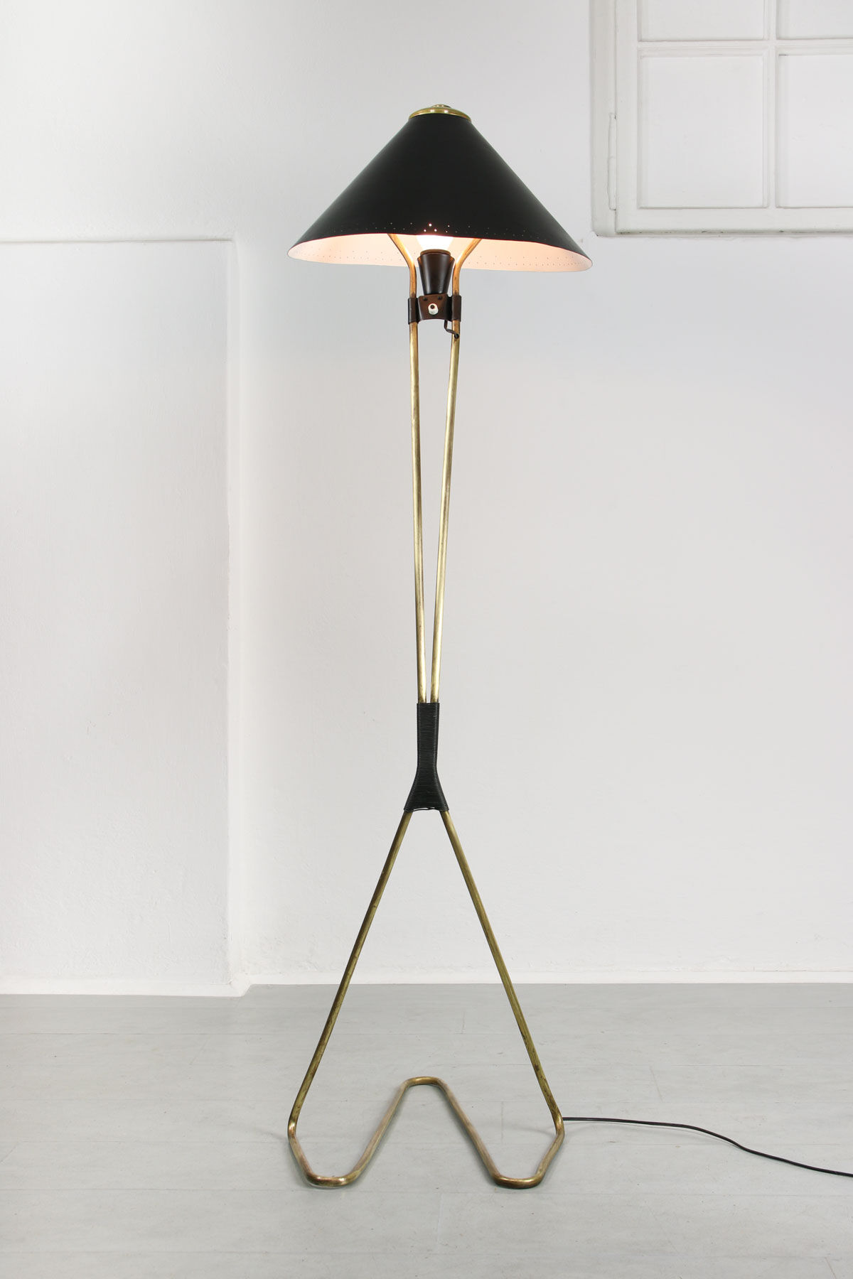 Mid-century brass floor lamp