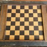 Double-Sided Wooden Checkers + Chess Game Board + Vintage Squares #D62