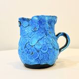 Pitcher Vase Fat Lava ceramic stoneware blue black 1960 Glacier enamels Cyclope Pottery Annecy Charles