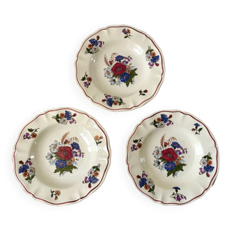 trio of hollow plates Sarreguemines model Agreste 60s