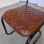 Chaise de salle à manger en cuir matelassé vintage : fauteuil de bureau industriel