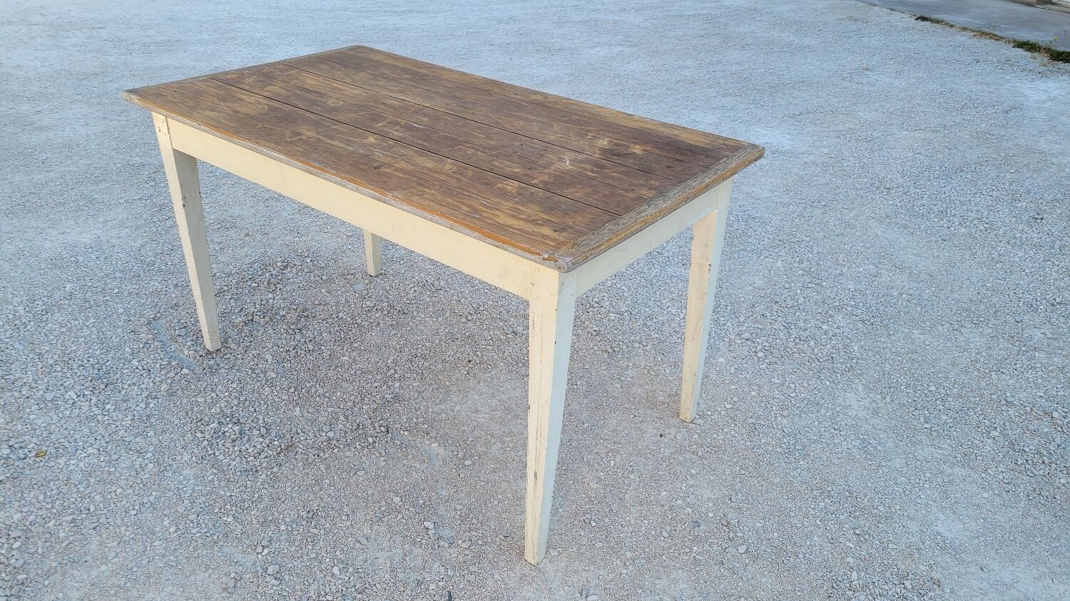 Table de ferme cuisine rustique ancienne -1m30