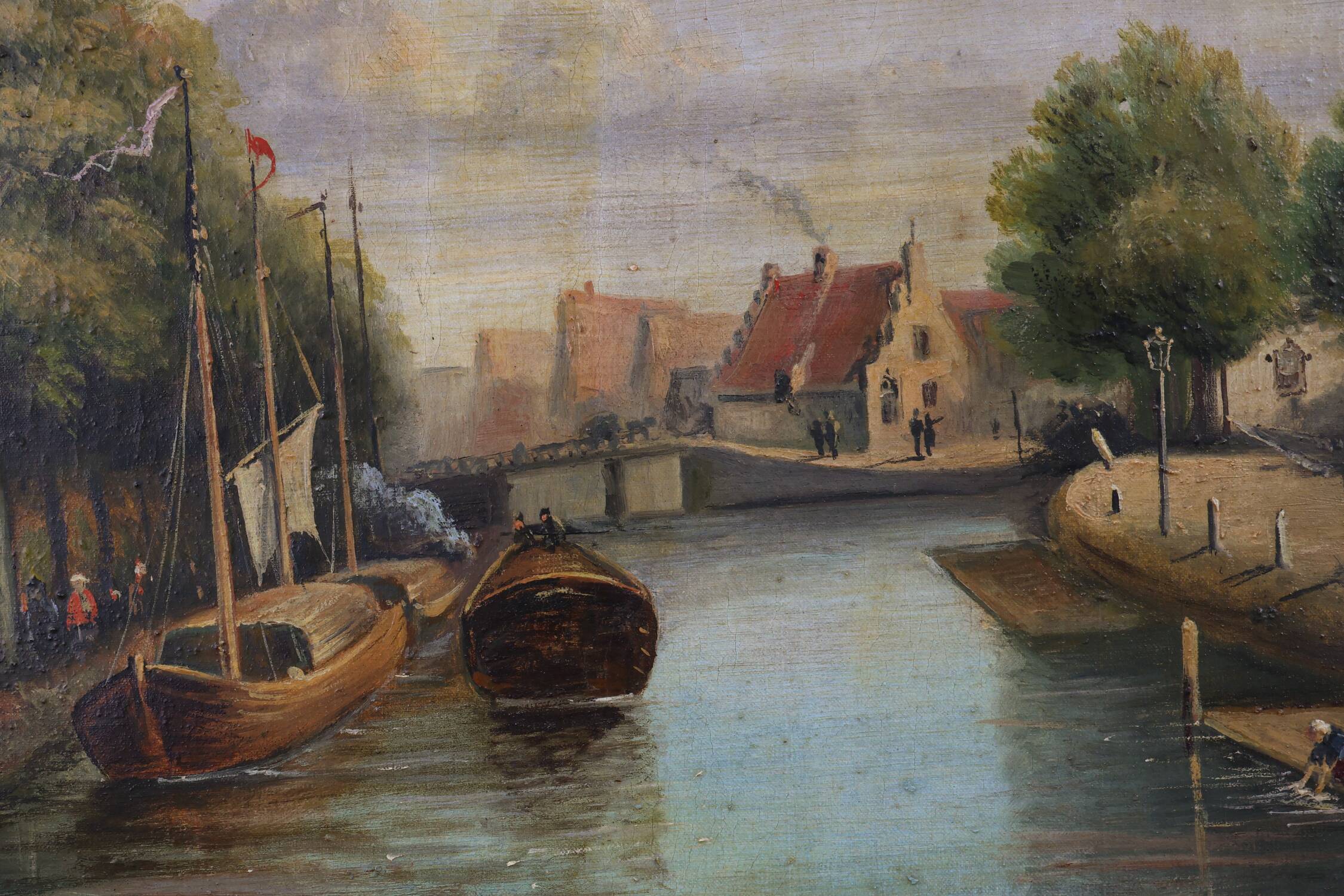 River Landscape with Sailboats, Belgium ca. 1850