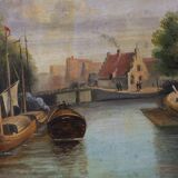 River Landscape with Sailboats, Belgium ca. 1850