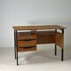 Vintage oak and black wood desk from the 60s