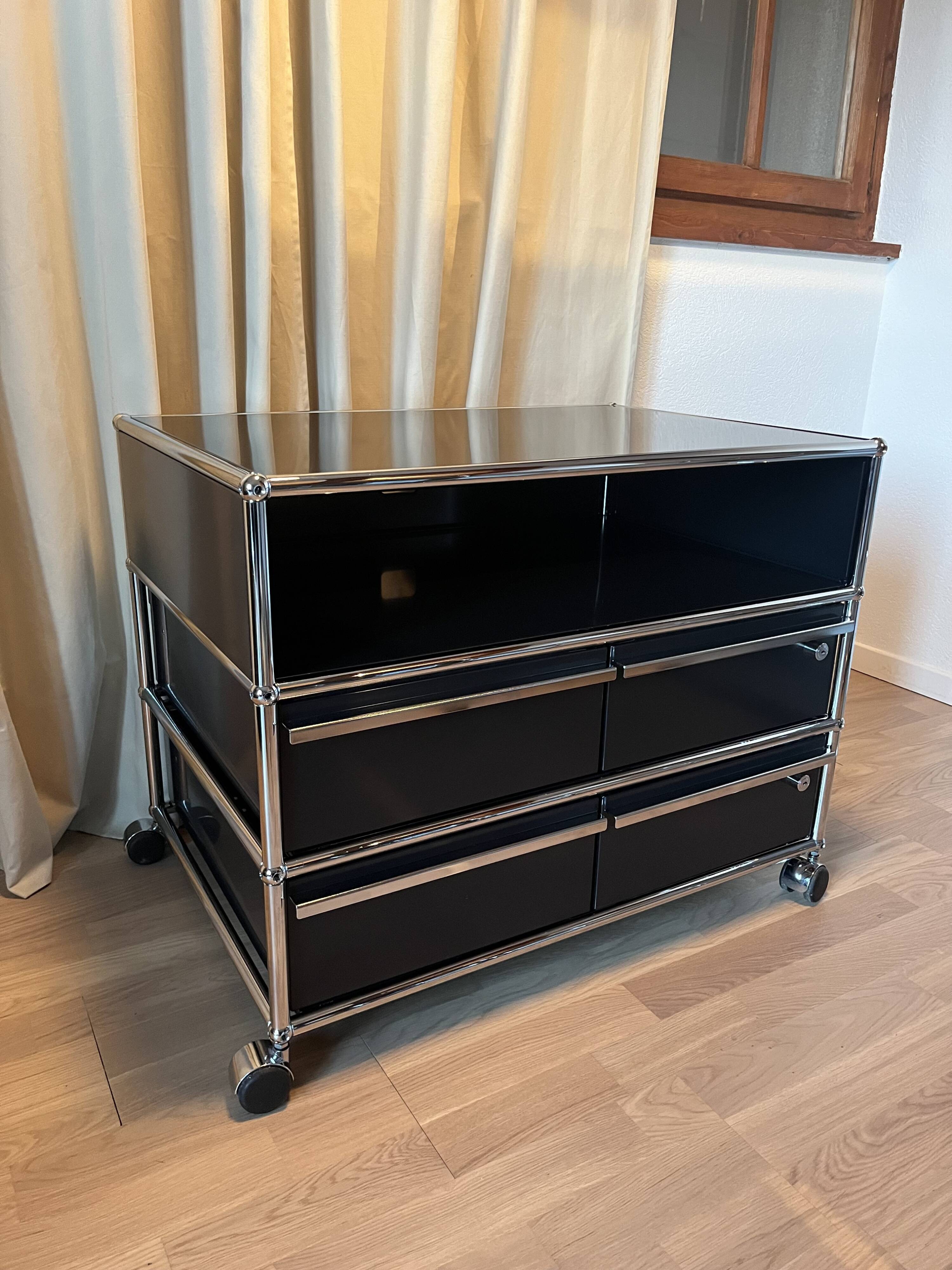 Commode à tiroirs / Meuble TV USM Haller Noir Graphite | Selency