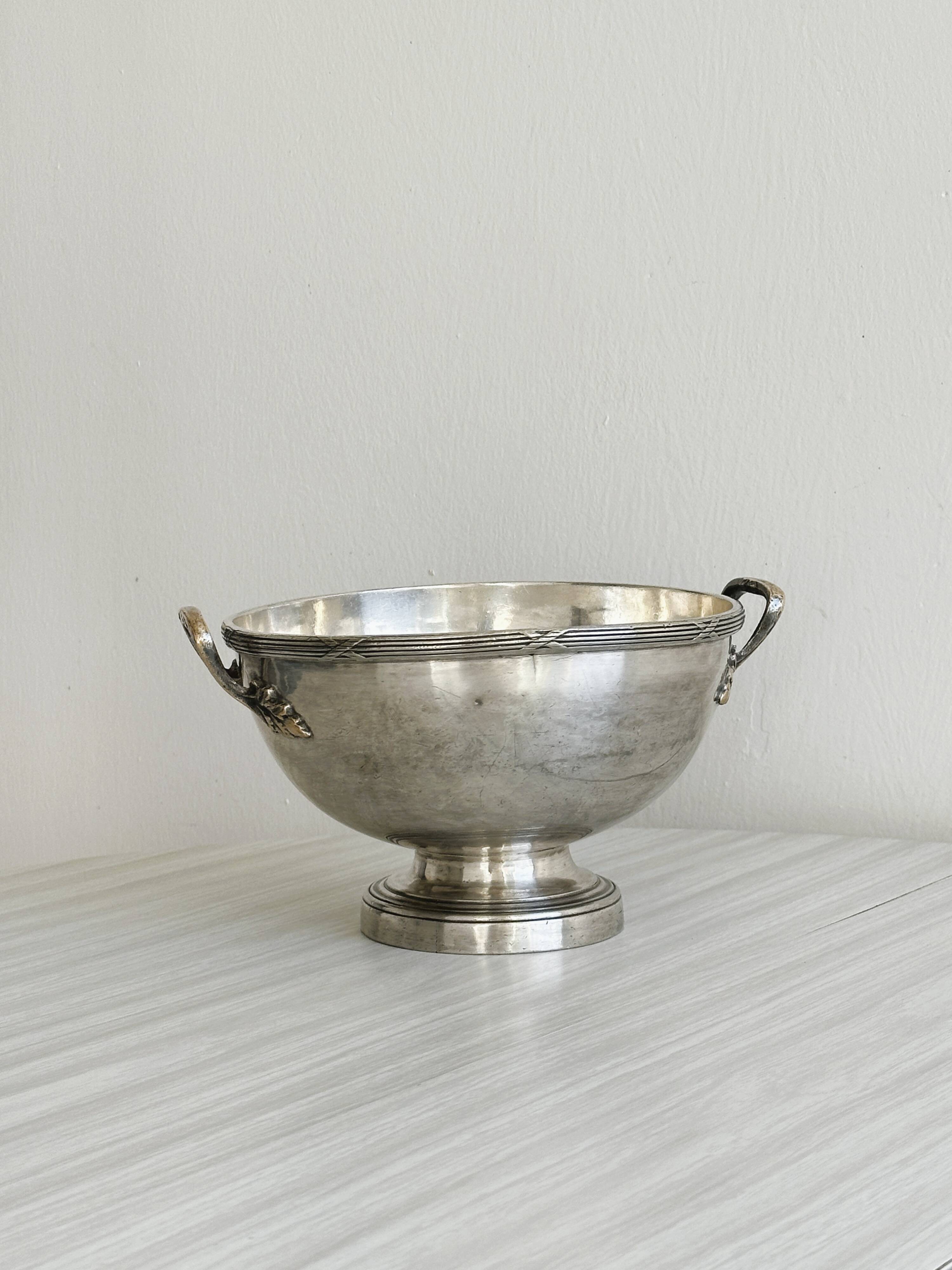 Metal salad bowl on foot