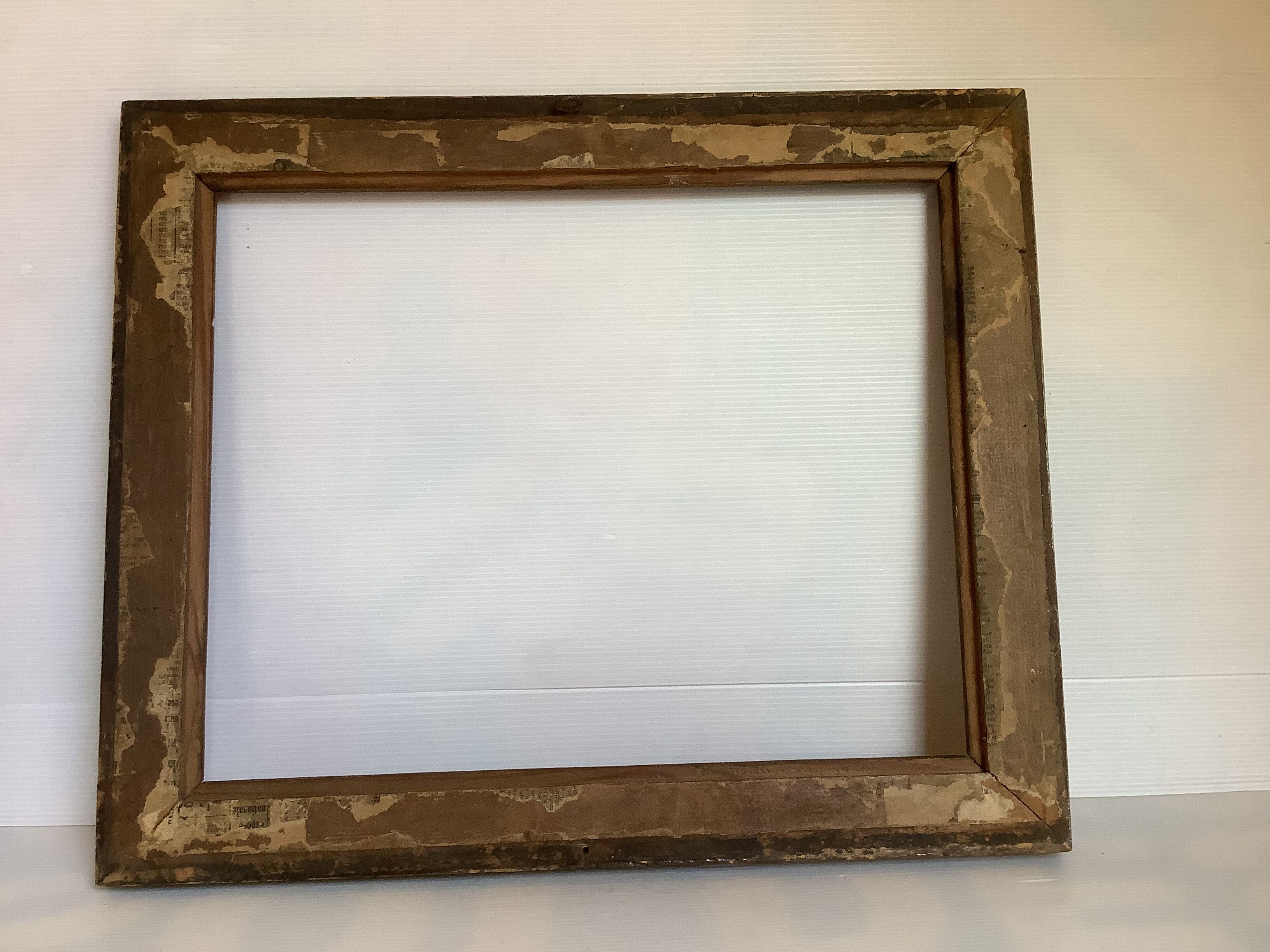 Old gilded wood frame pattern flowers without glass