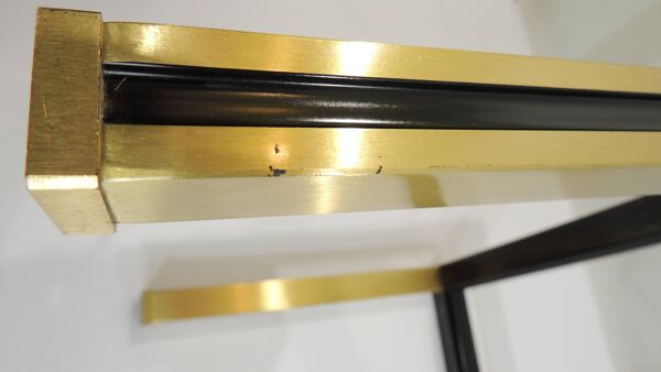 Lot Tables Basses Gigogne Métal Doré & Verre Biseauté  Pierre Vandel