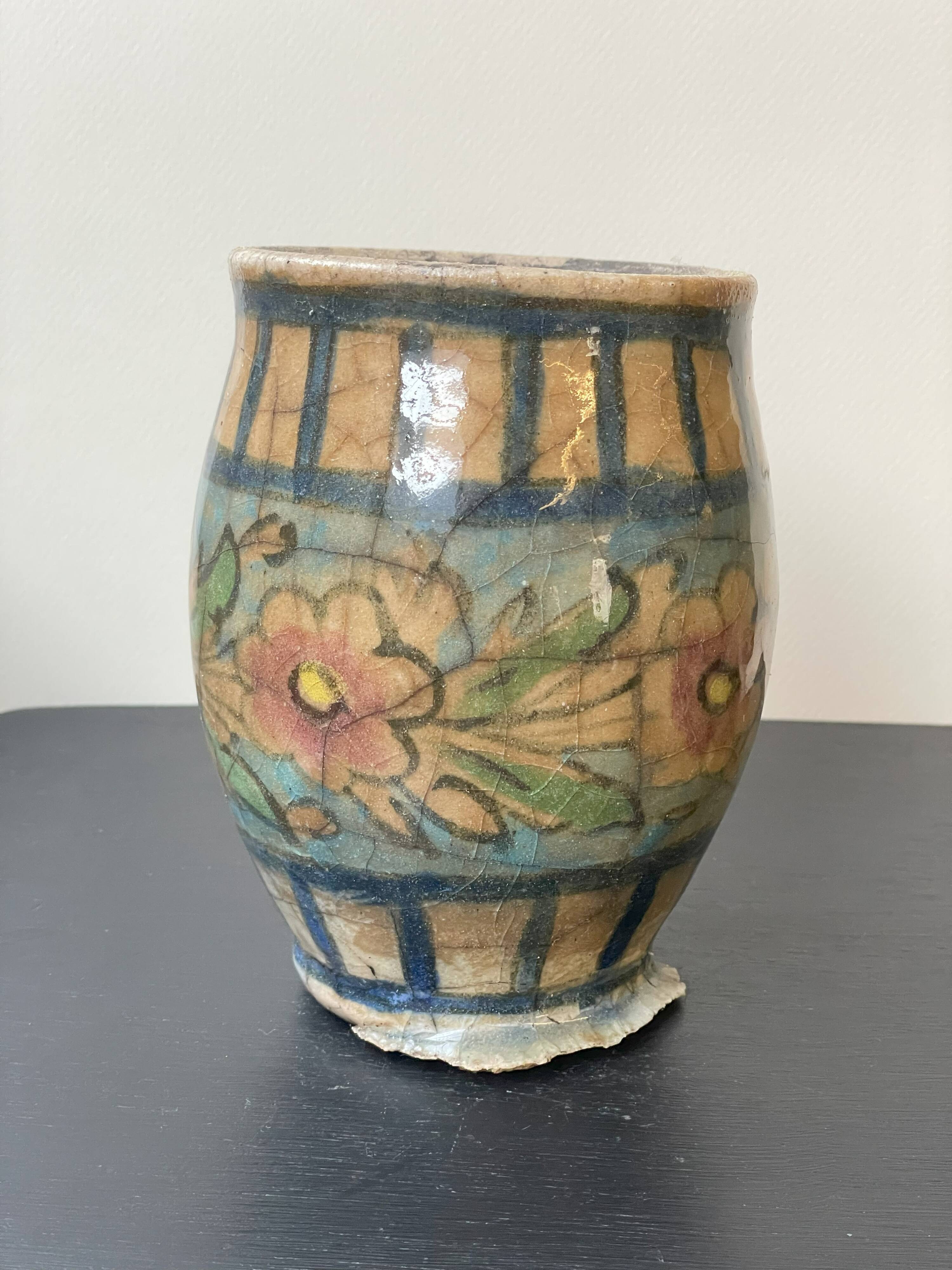 Big Round White Qajar Vase