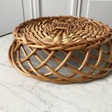 Large round rattan basket vintage 60s-70s