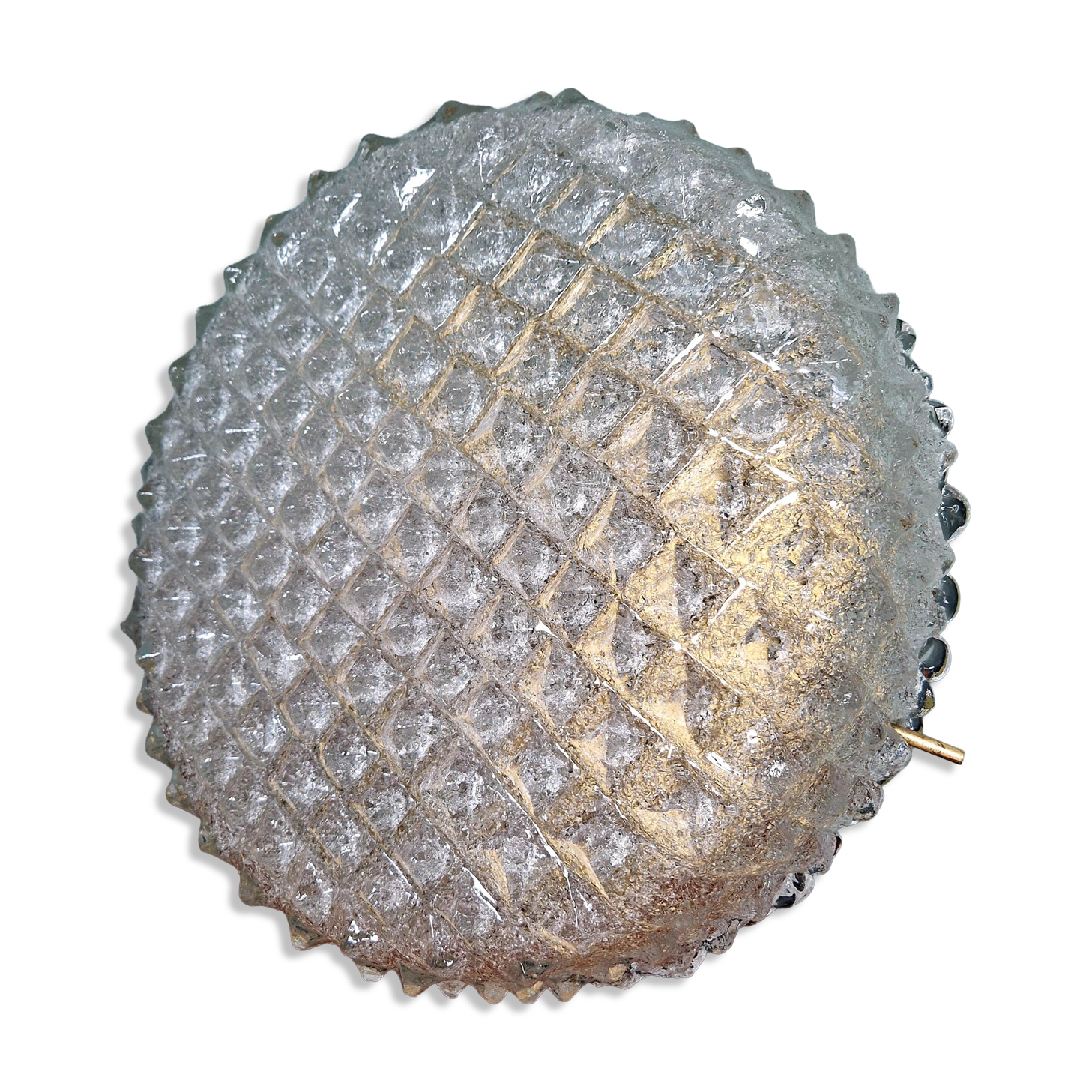 Large brass and frosted glass ceiling light, Hillebrand Lighting, 1970.