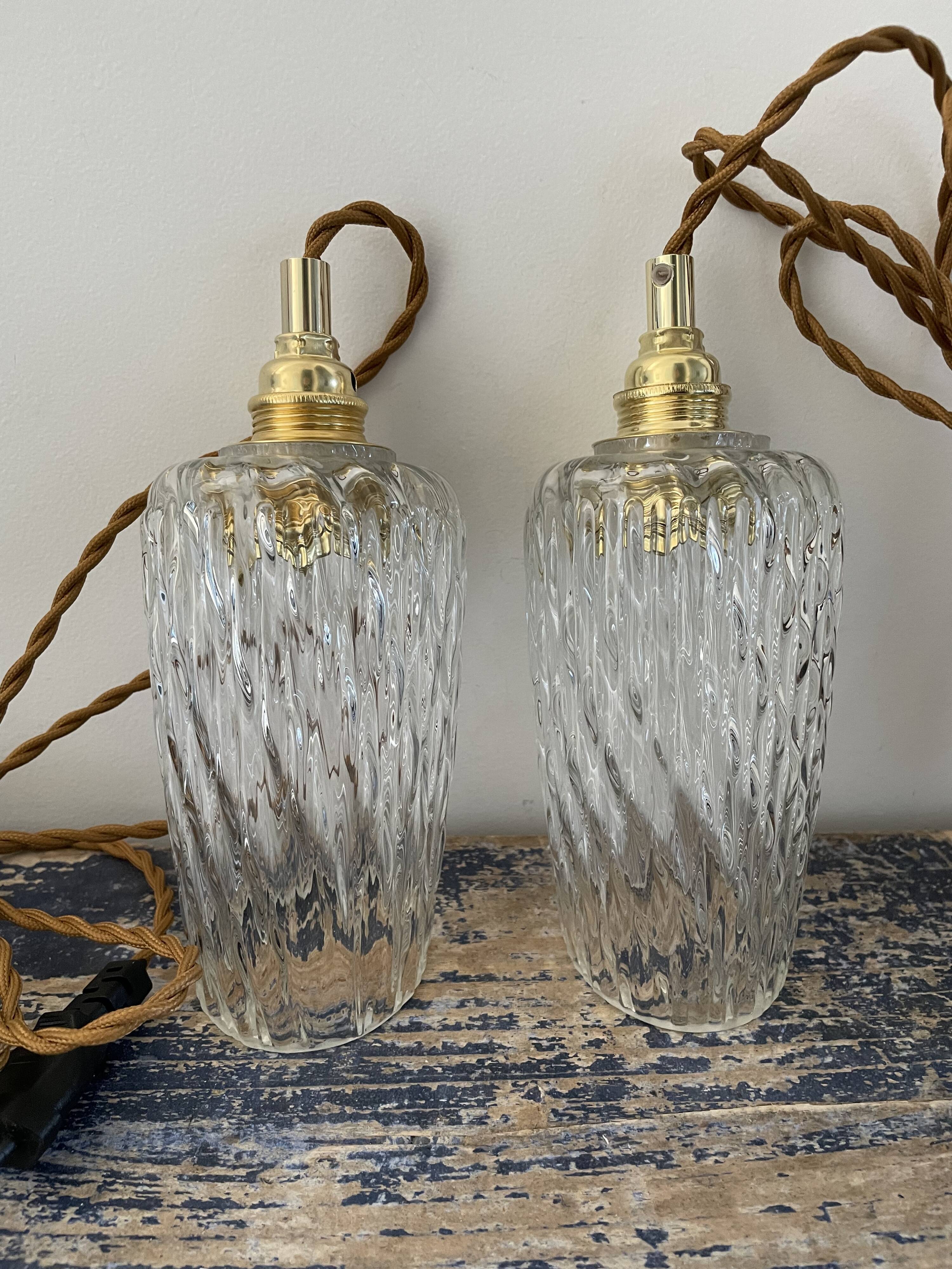 Set of two vintage electric chiseled glass handhelds