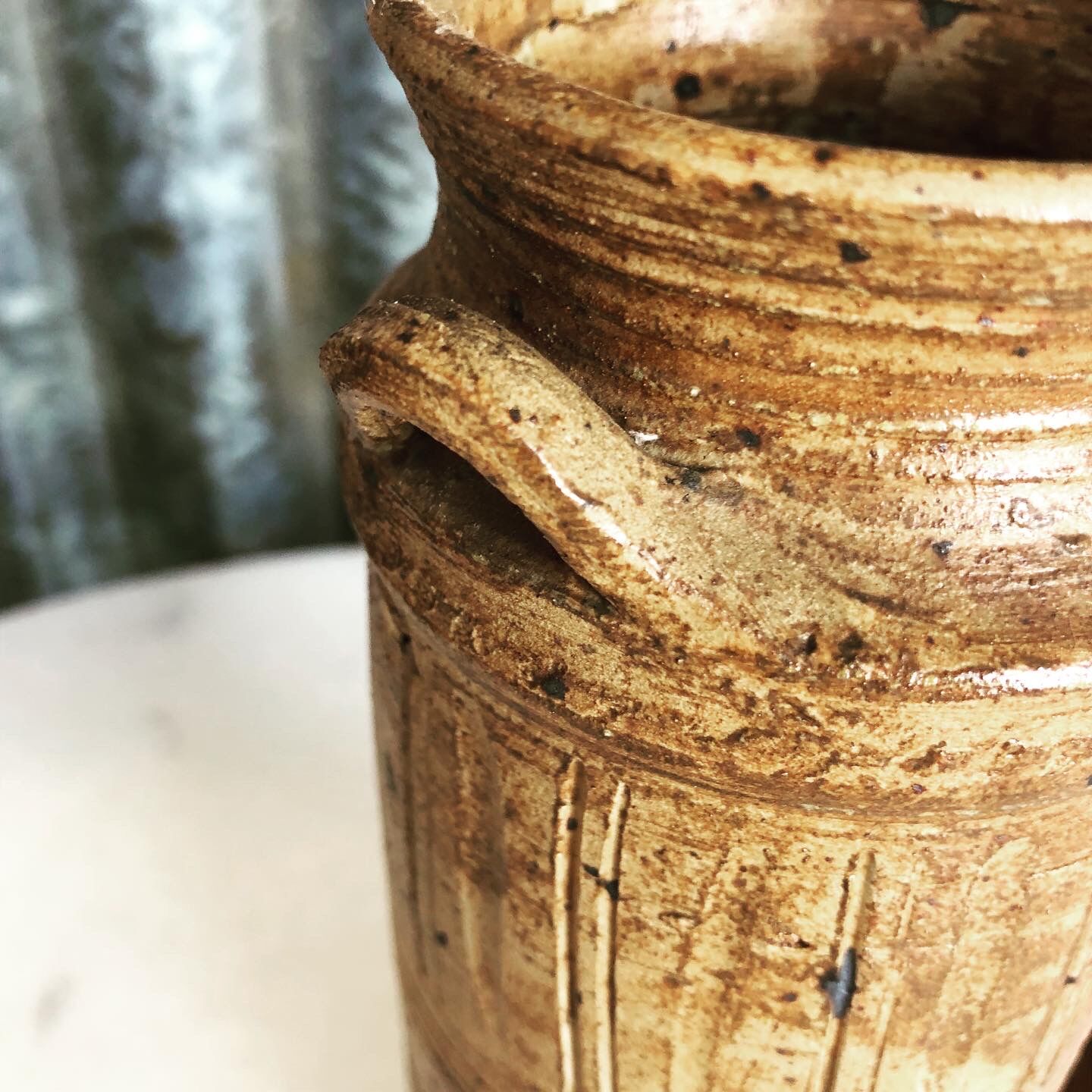 Stoneware candle holder vase