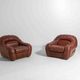 Rare pair of "Capriccio" lounge chairs in scrunched leather by Eurosalotto
