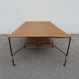 Vintage rattan and metal coffee table