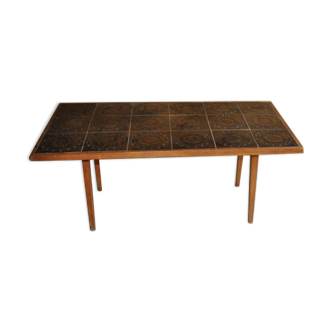 Table basse danoise en céramique en palissandre, années 1960