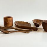 Set of vintage turned and carved wooden cups