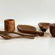 Set of vintage turned and carved wooden cups