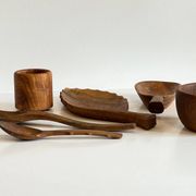 Lot coupelles en bois tourné et sculpté vintage