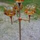 1970s design floor lamp in chrome metal with gold and orange, featuring 4 glass tulips.