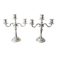 3-arm silver-plated metal candlesticks, candlesticks